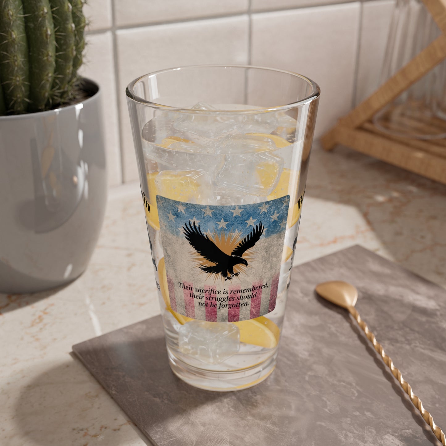 Personalized Memorial Day Pint Glass - "Their Sacrifice Is Remembered", PTSD Awareness Gift for Veterans & Memorial Days