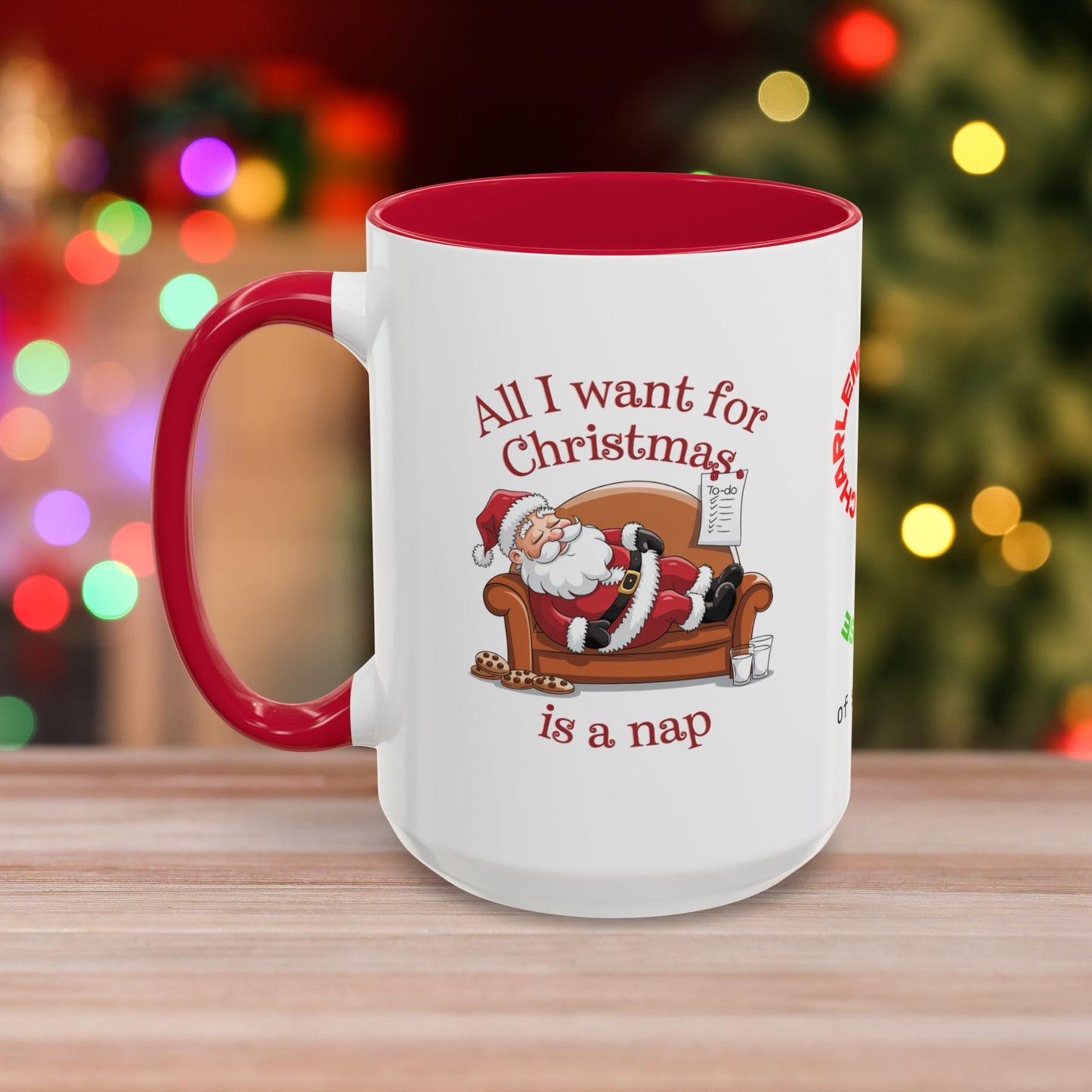 All I Want For Christmas Is A Nap - Colorful Holiday Mug with Accent Color