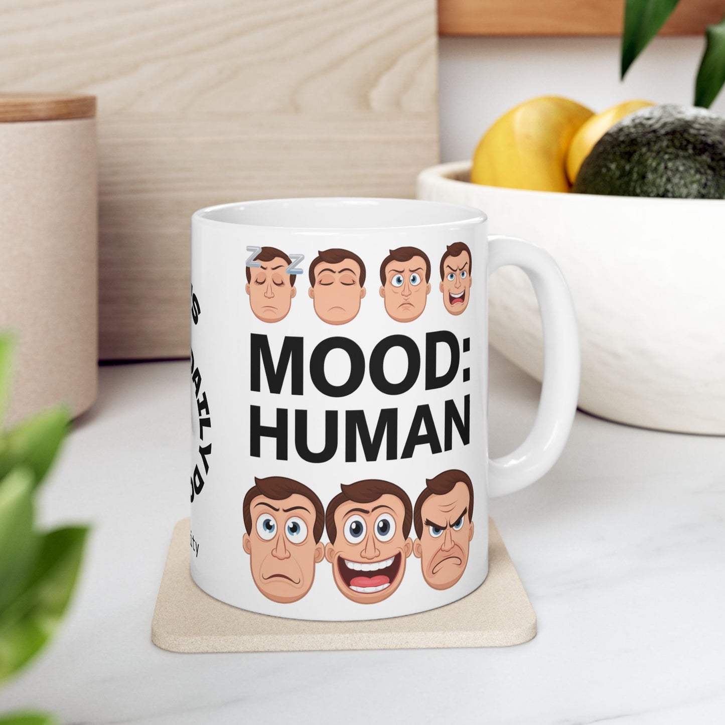 Mood: Human Funny Mental Health Mug, Stylish Ceramic Coffee Cup, Positive Affirmation Gift, Anxiety Relief, Self-Care Mug, Therapist Office Décor