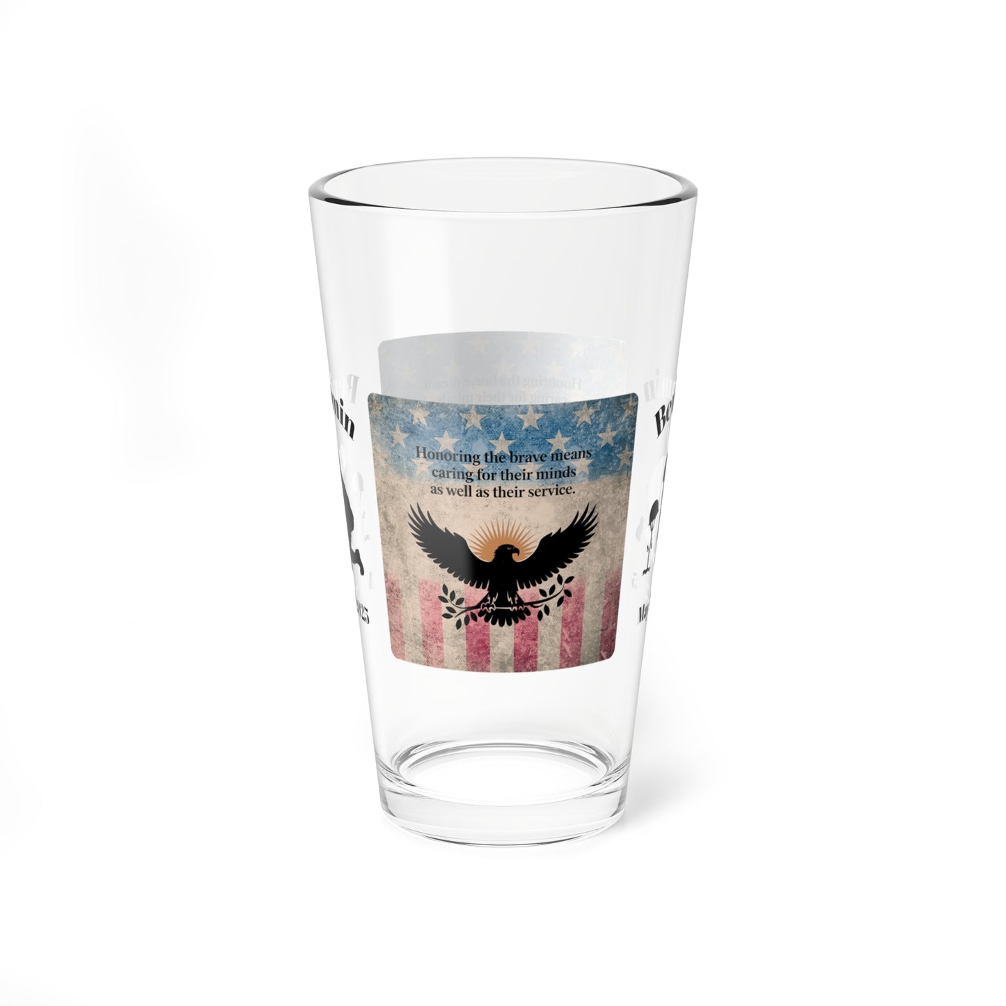 Personalized Memorial Day Pint Glass - "Honoring The Brave", PTSD Awareness Gift for Veterans & Memorial Days