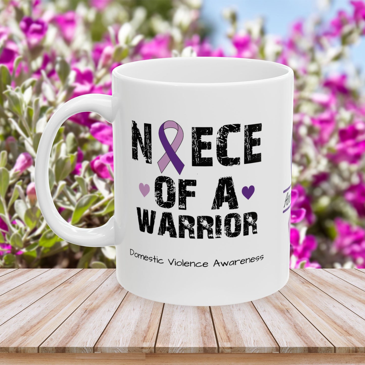 Niece of a Warrior mug - custom domestic violence awareness mug with hopeful message