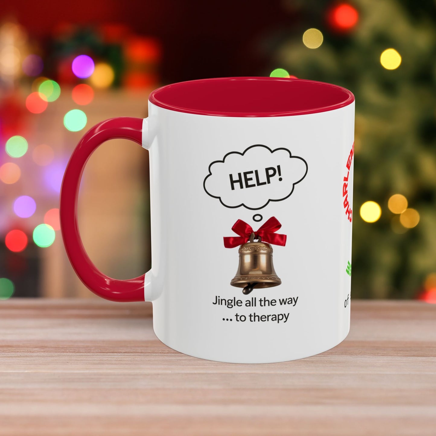Jingle All The Way... To Therapy – Funny Christmas Mug with Colorful Design and Accent Color
