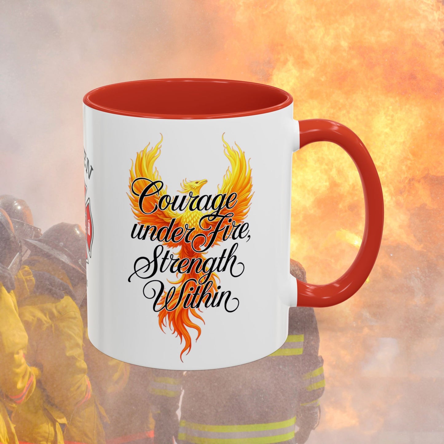Firefighter Support Custom Mug - Courage Under Fire | First Responder Strength & Support Coffee Cup