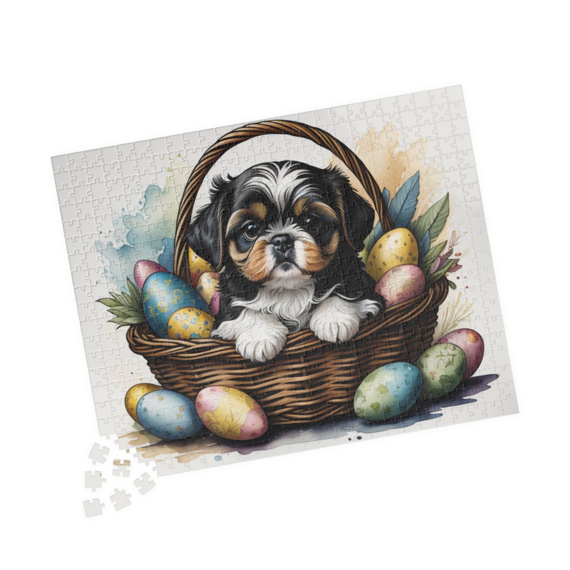 Shih Tzu (Tricolor) Easter Puppy Puzzle - Dog Lovers, Mental Health Benefits, Holiday Fun, Mindfulness, Stress Relief, Festive Gift