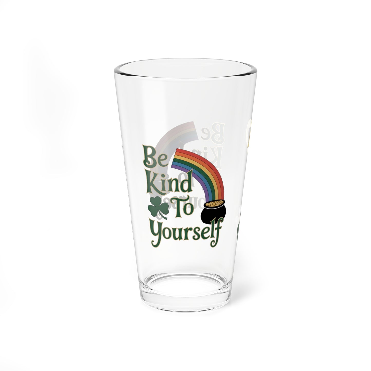 Be Kind To Yourself: Personalized St. Patrick's Day Pint Glass - Customizable Name for Happiness and Positivity