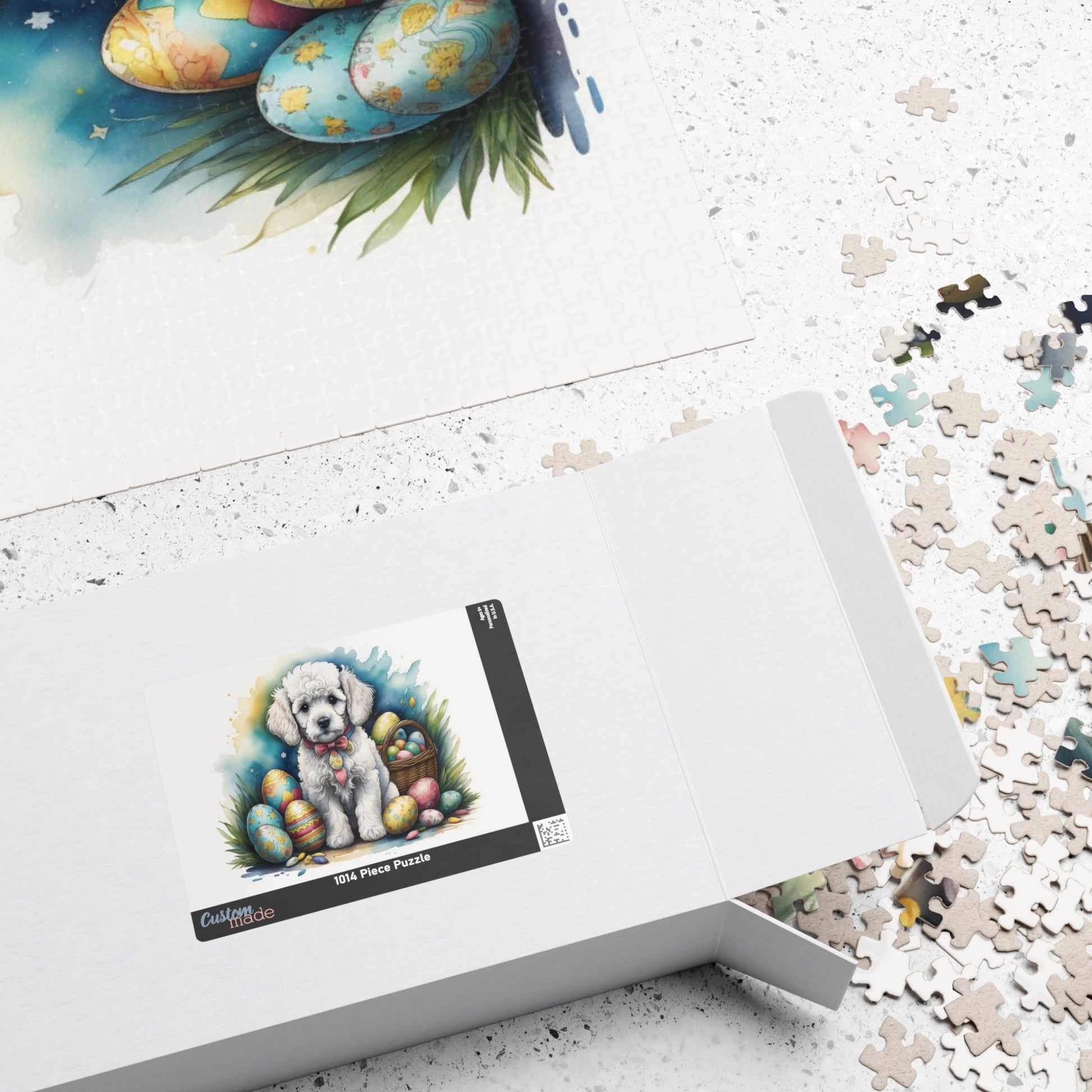 Poodle (White) Easter Puppy Puzzle - Dog Lovers, Mental Health Benefits, Holiday Fun, Mindfulness, Stress Relief, Festive Gift