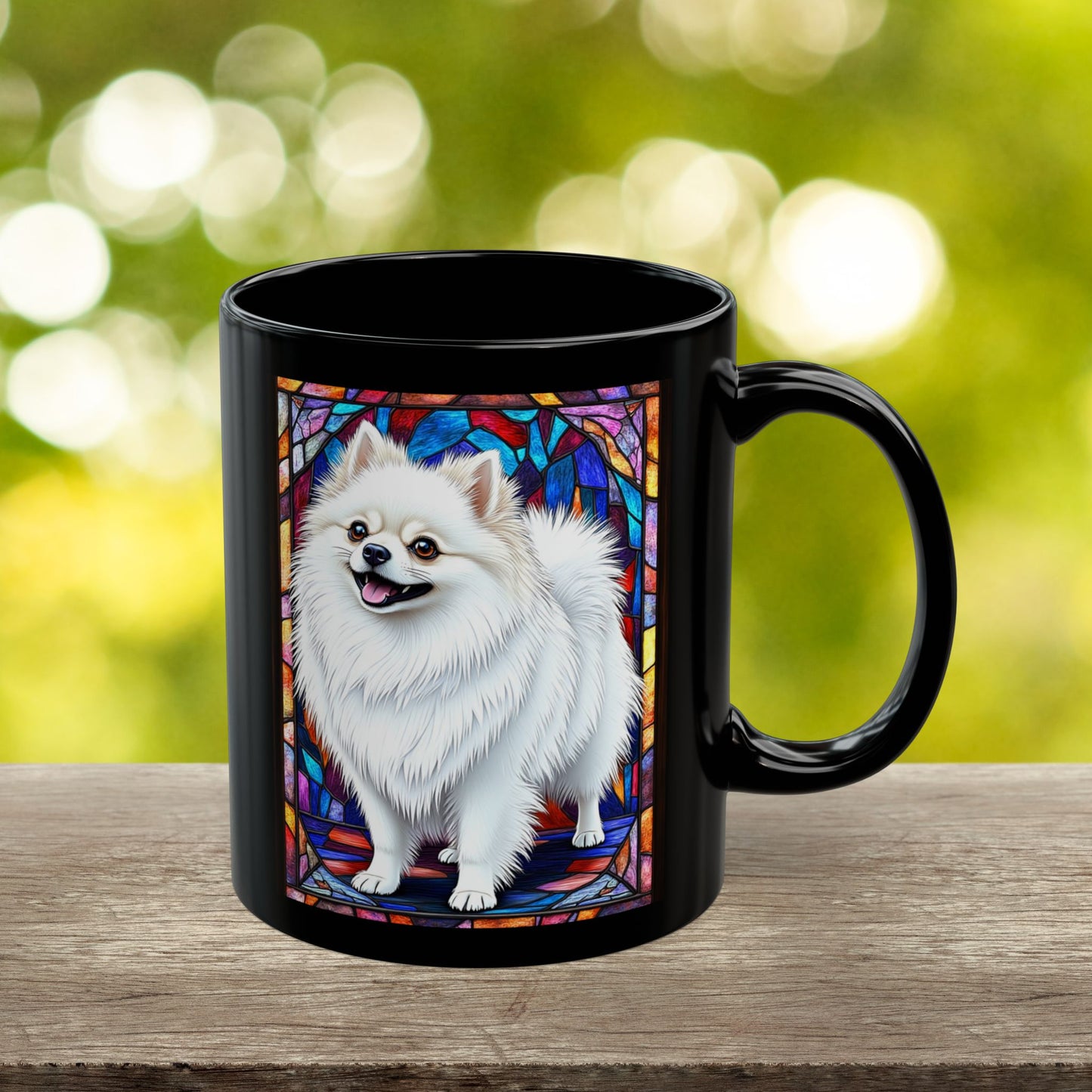 White Pomeranian custom name mug for dog moms and dads