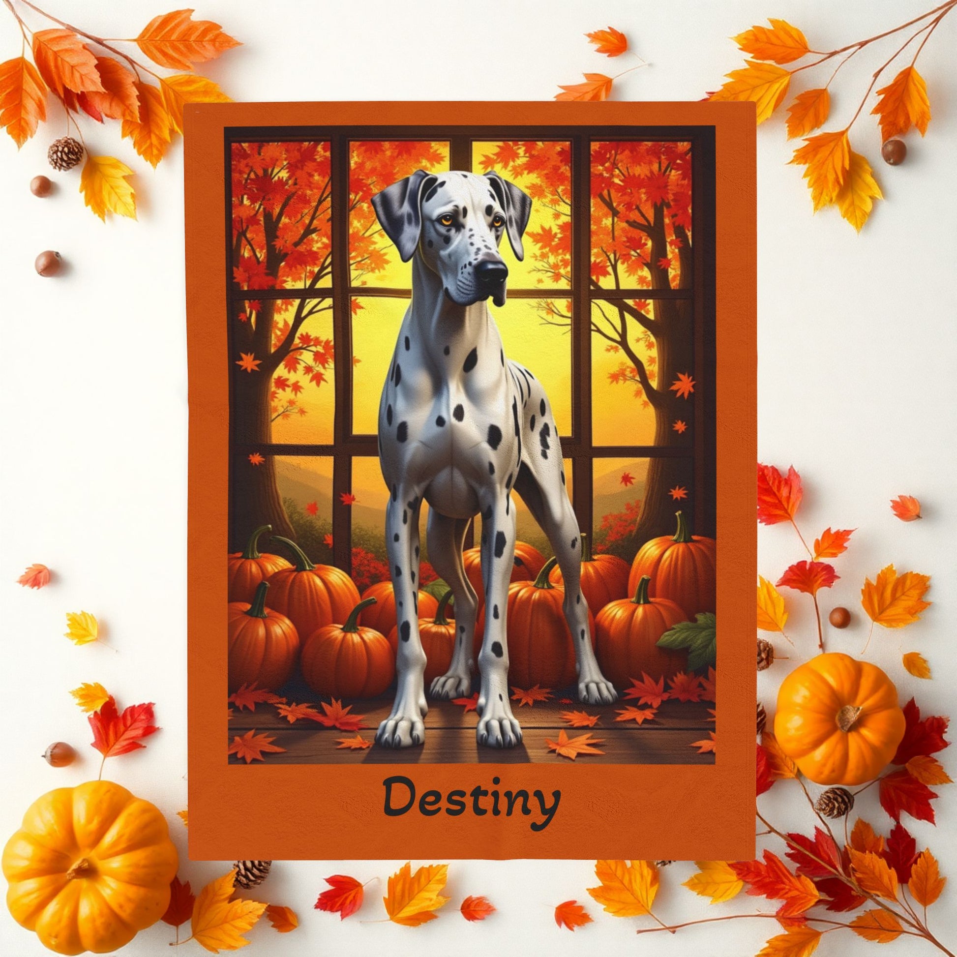 Great Dane Harlequin Coat Velveteen Plush Blanket, Soft Plush Dog Throw, Gentle Giant Fans