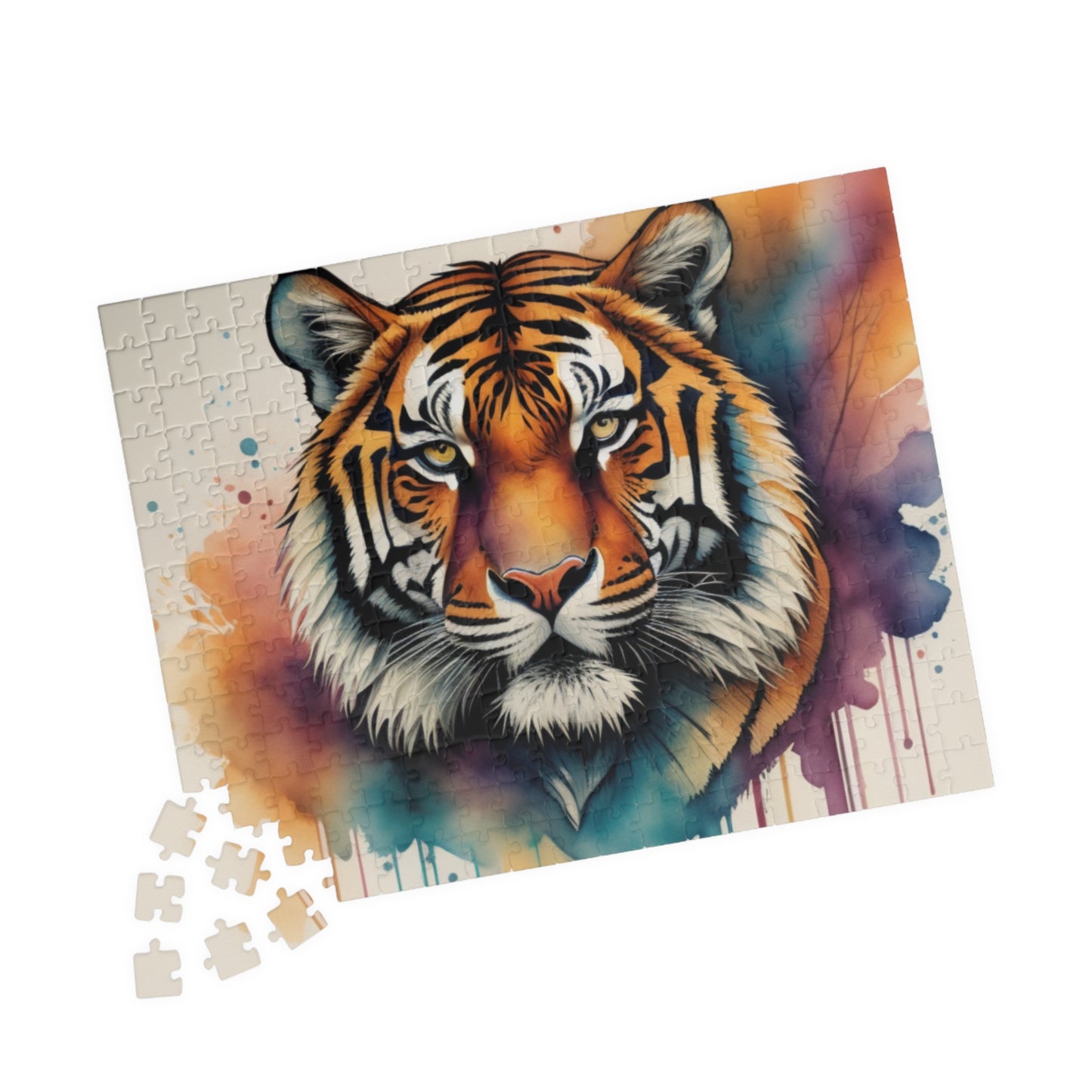 Calm tiger moving through tall grass, featured on a puzzle that blends nature, peace, and quiet focus