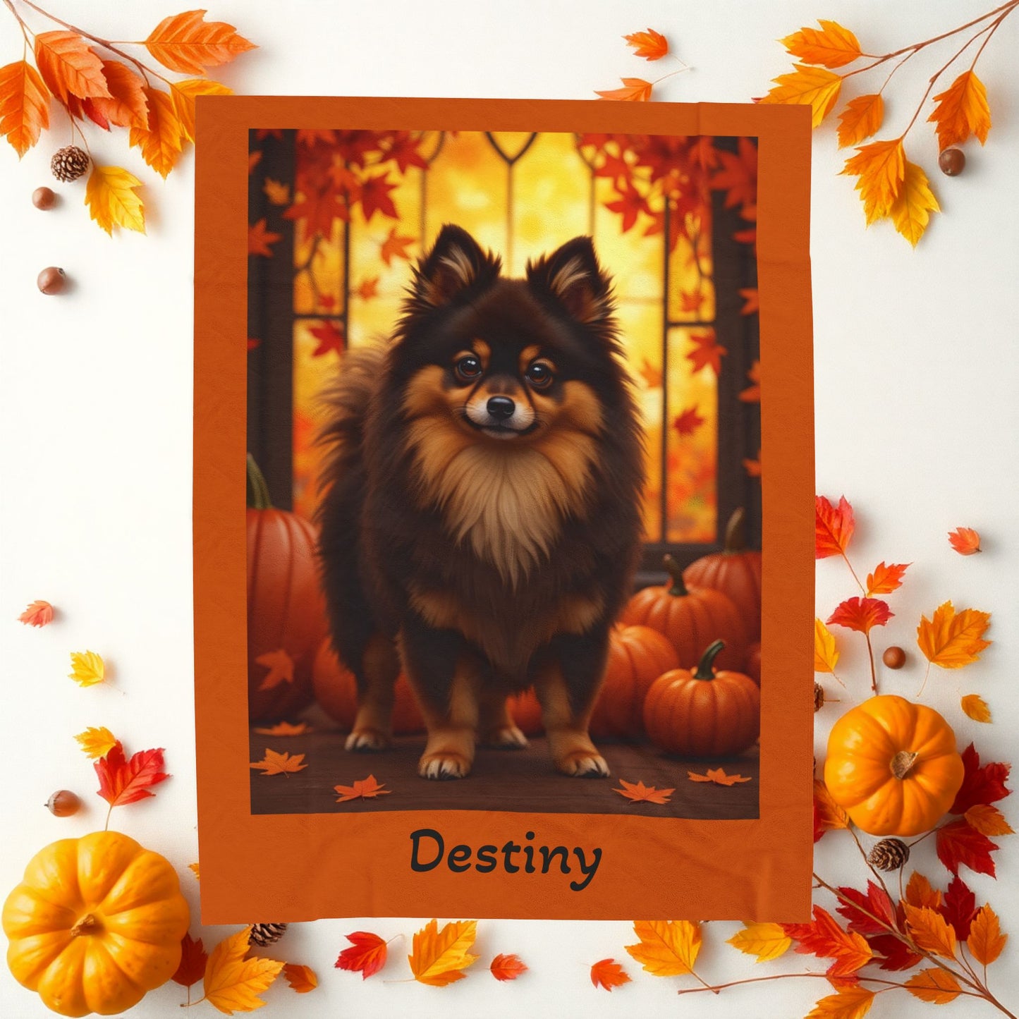 Chocolate and Tan Pomeranian velveteen plush blanket, cozy pet parent throw, dog lover blanket home accessory