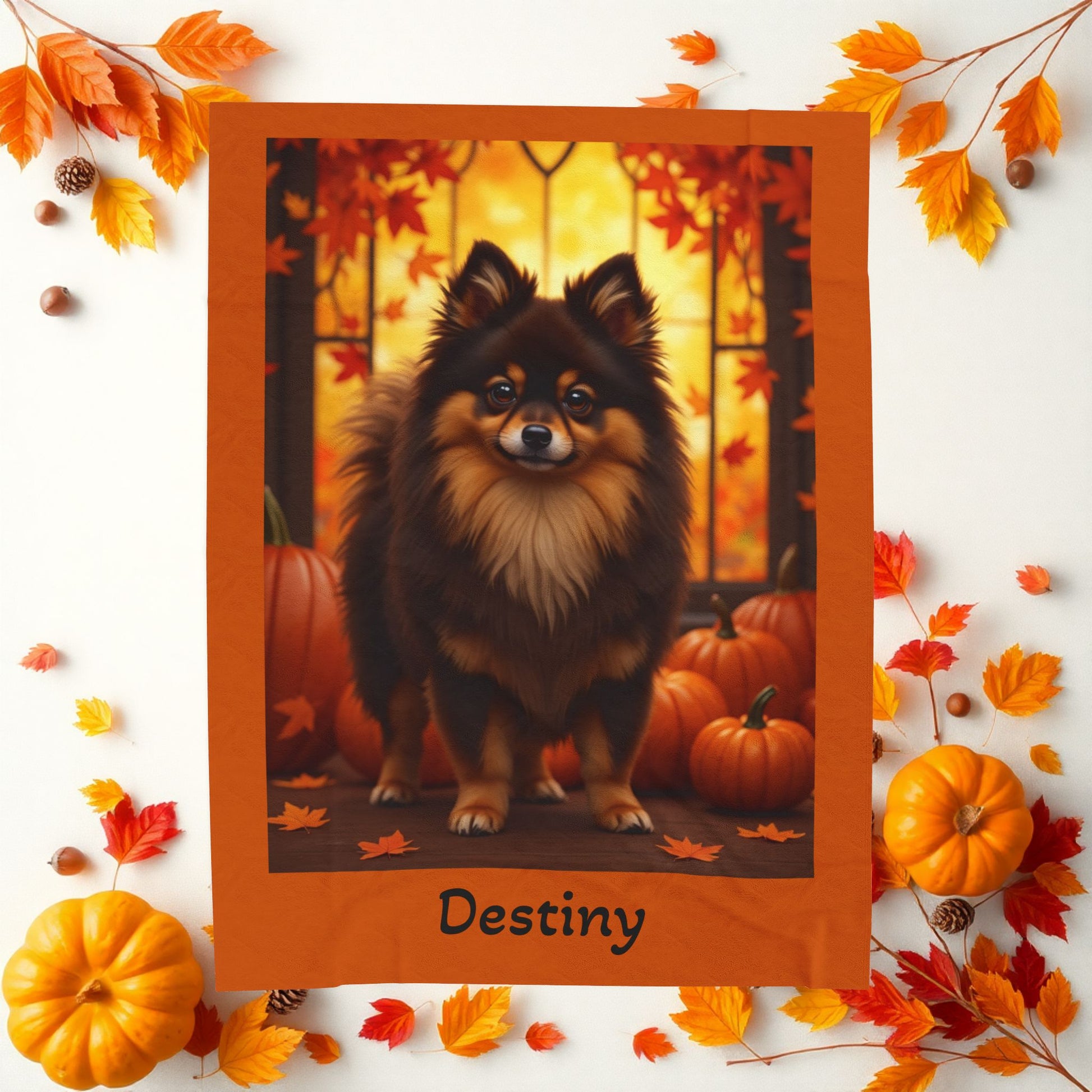 Pomeranian Chocolate & Tan Coat Velveteen Plush Blanket, Cozy Dog Mom Dad Plush Throw