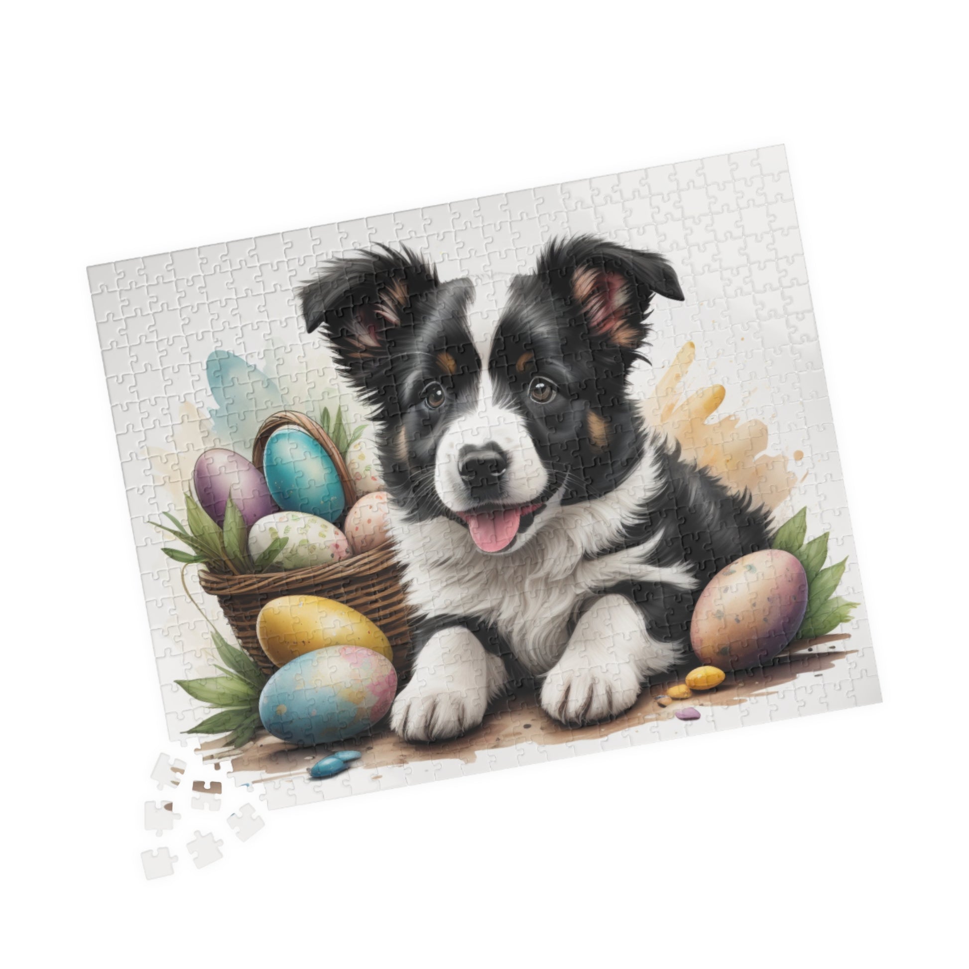 Border Collie (Black & White) Easter Puppy Puzzle - Dog Lovers, Mental Health Benefits, Holiday Fun, Mindfulness, Stress Relief, Festive Gift