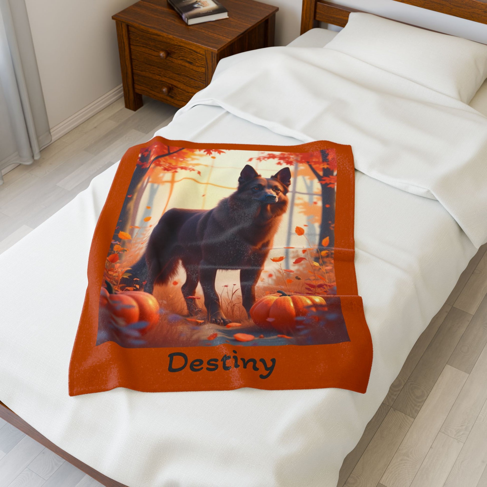 German Shepherd Liver Coat Velveteen Plush Blanket, Custom Plush Dog Throw, GSD Fans