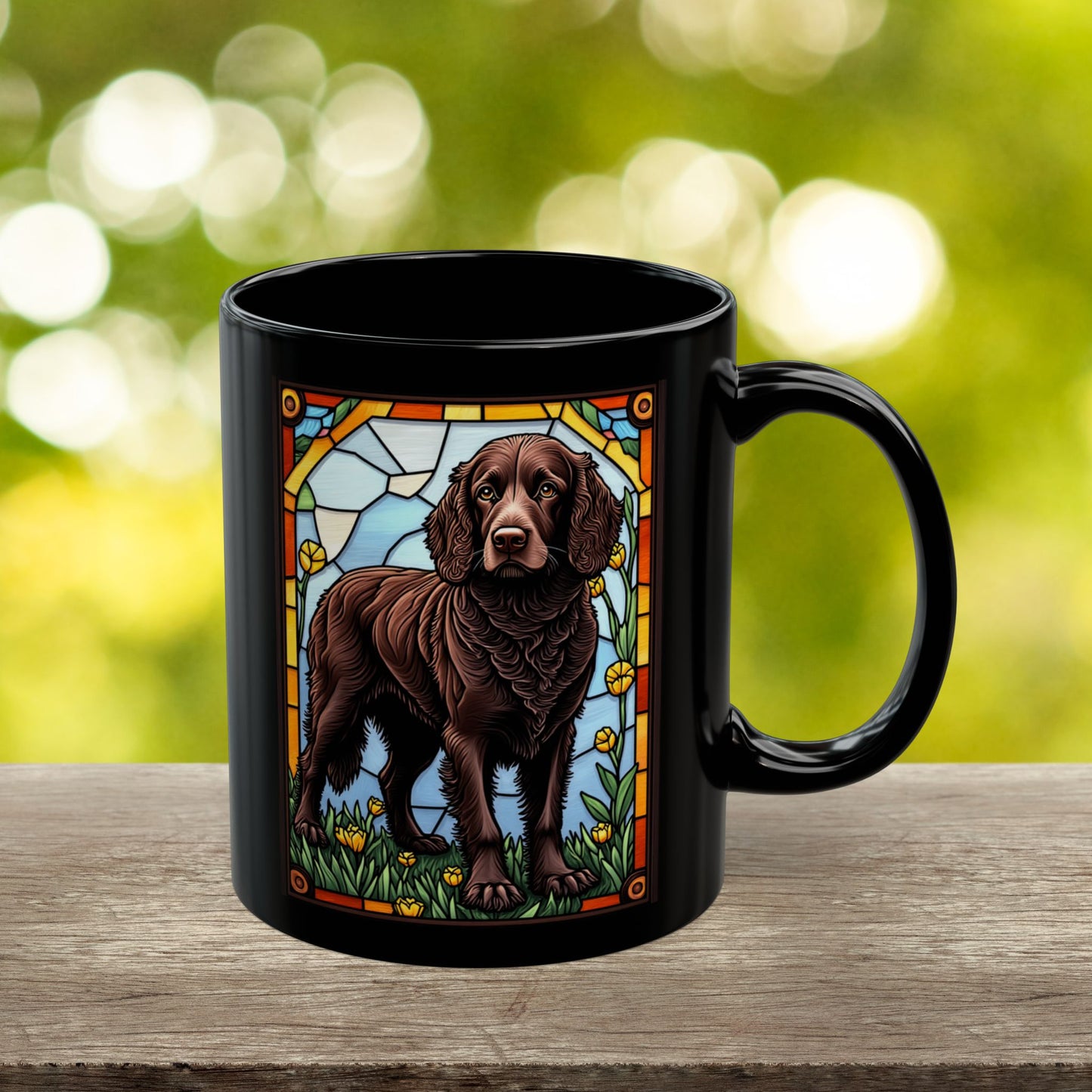 American Water Spaniel personalized mug, stained glass coffee cup gift for dog lovers and pet parents