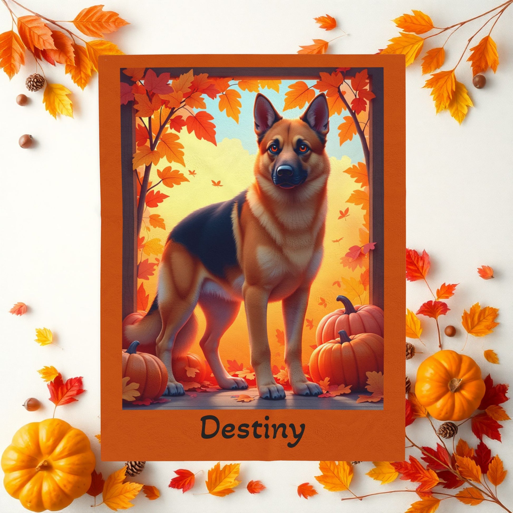 German Shepherd Black & Tan Coat Velveteen Blanket, Personalized Plush Dog Throw, GSD Fans Gift