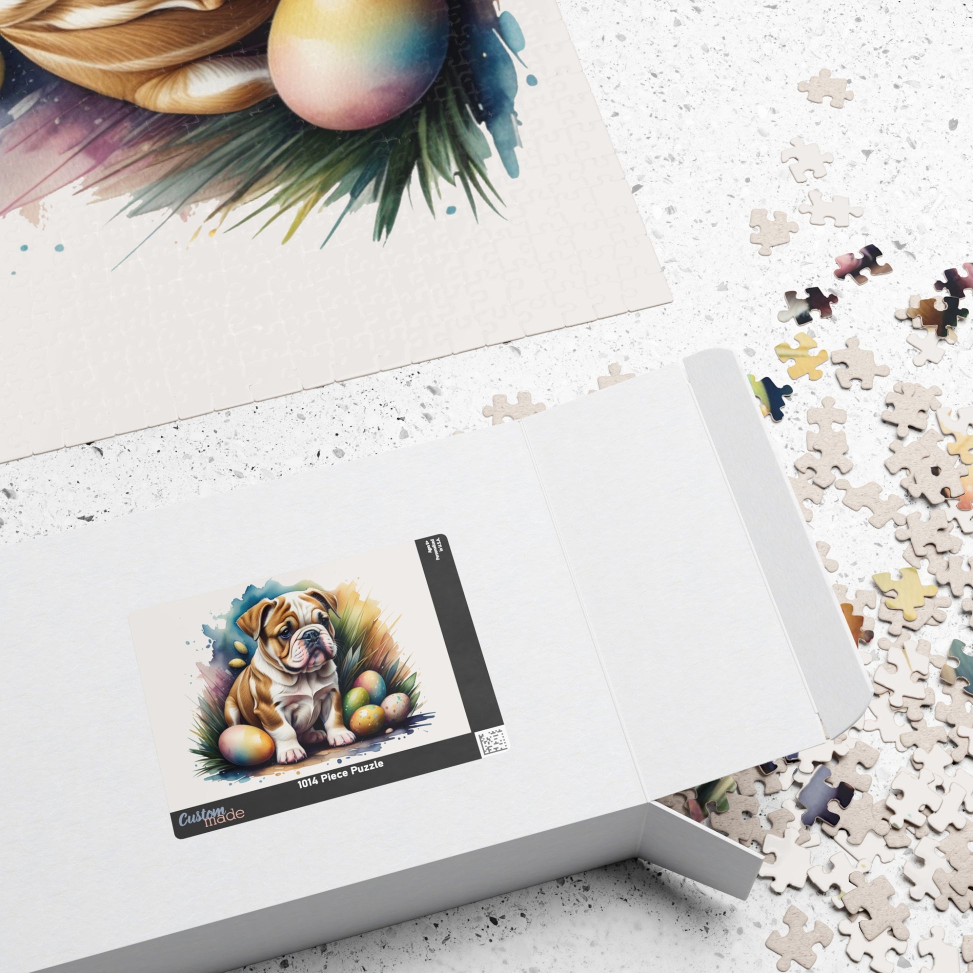 Bulldog Easter Puppy Puzzle - Dog Lovers, Mental Health Benefits, Holiday Fun, Mindfulness, Stress Relief, Festive Gift