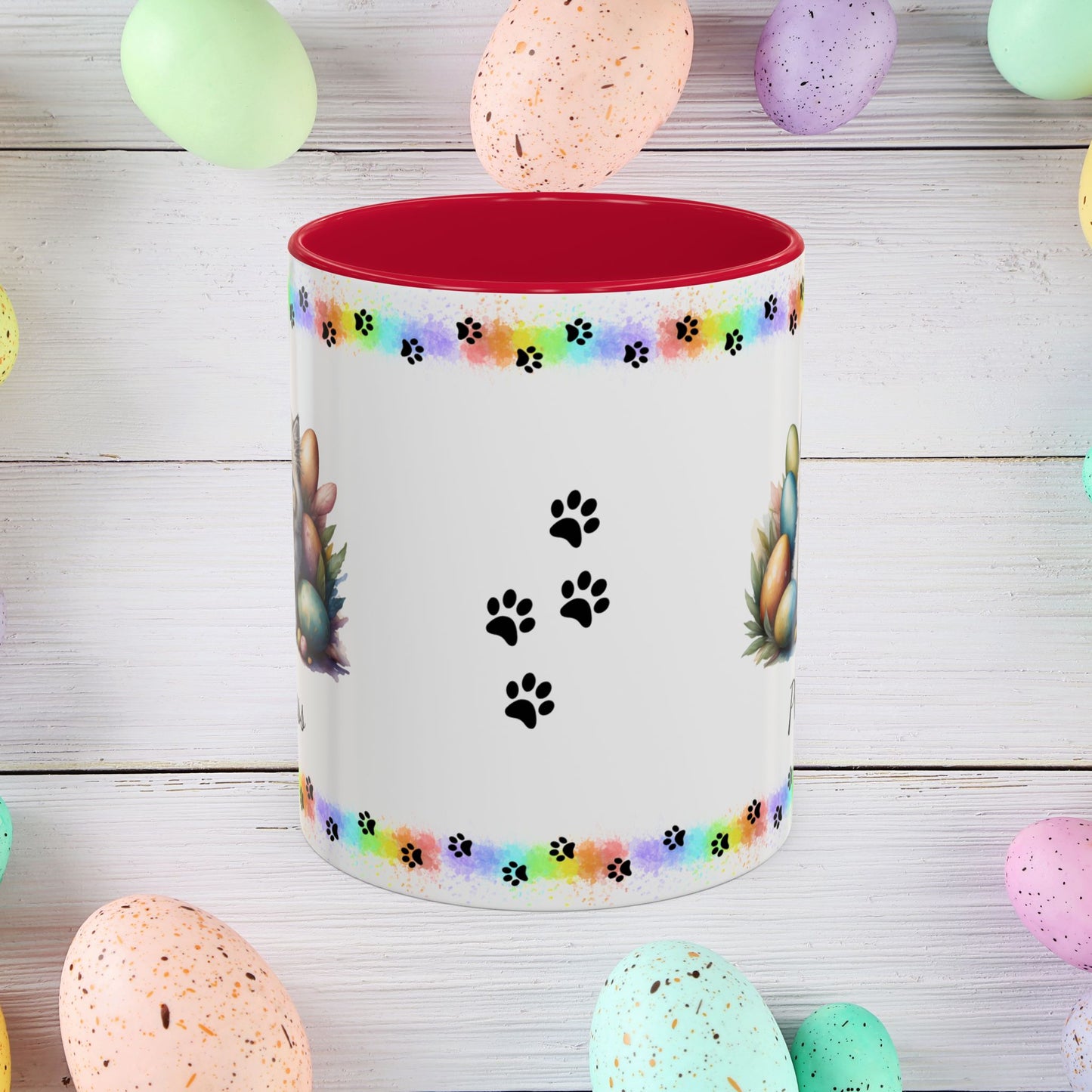 Persian Easter kitten coffee mug, personalized cute cat gift, mental health support and festive drinkware