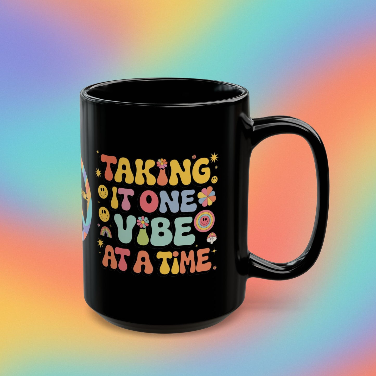 Taking It One Vibe at a Time retro 70s mug, positive affirmation coffee gift - MySisterIsASurvivor
