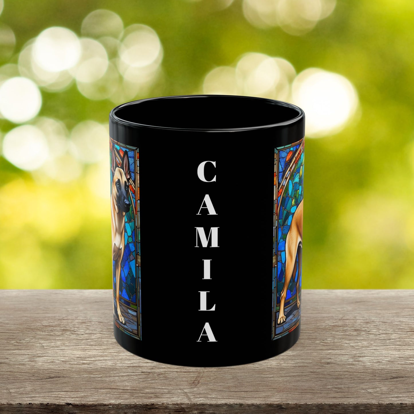 Cream sable Belgian Malinois personalized name mug gift