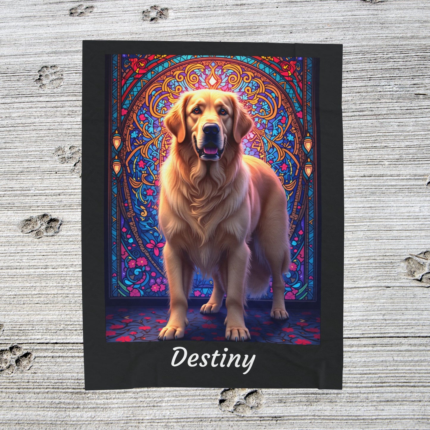 Golden Retriever Light Cream Coat Personalized Velveteen Plush Blanket, Dog Lover Throw Gift