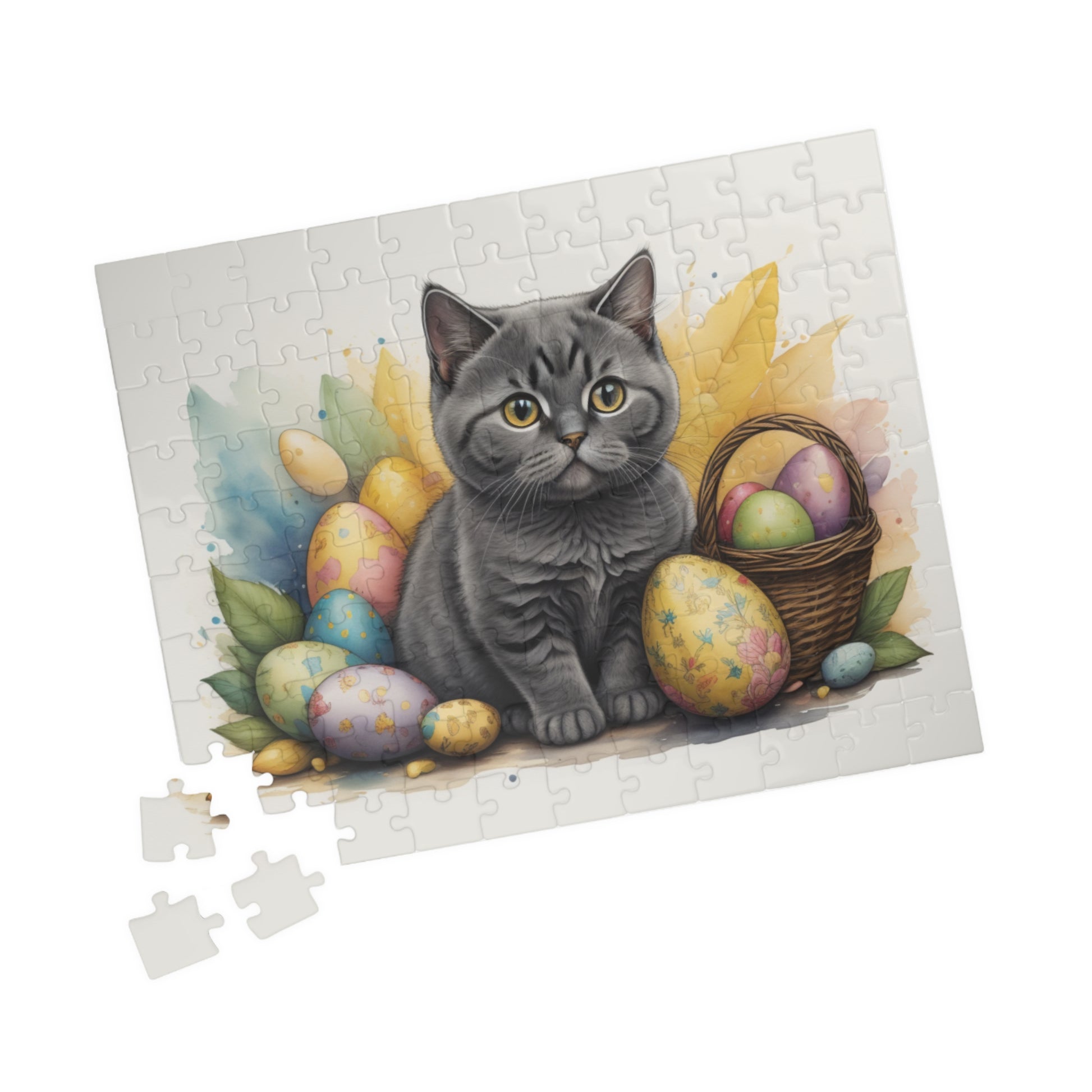 British Shorthair Easter Kitten Puzzle - Cat Lovers, Mental Health Benefits, Holiday Fun, Mindfulness, Stress Relief, Festive Gift
