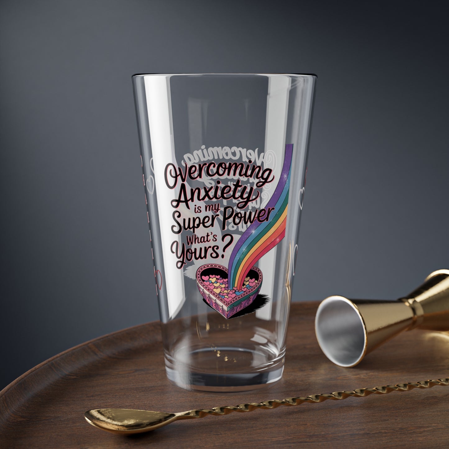 Overcoming Anxiety Is My Super Power What's Yours: Personalized Valentine's Day Affirmation Pint Glass – Valentine's Day Self-Care Gift, Mindful Positivity Drinkware