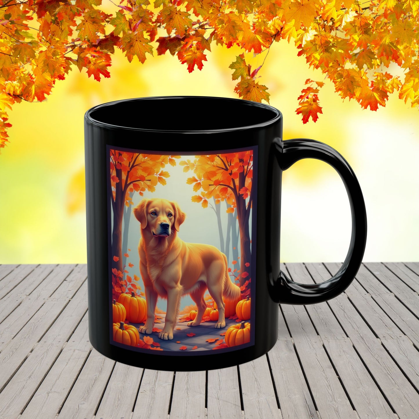 Golden Retriever - Personalized autumn coffee cup, custom dog lover gift for Goldie owners