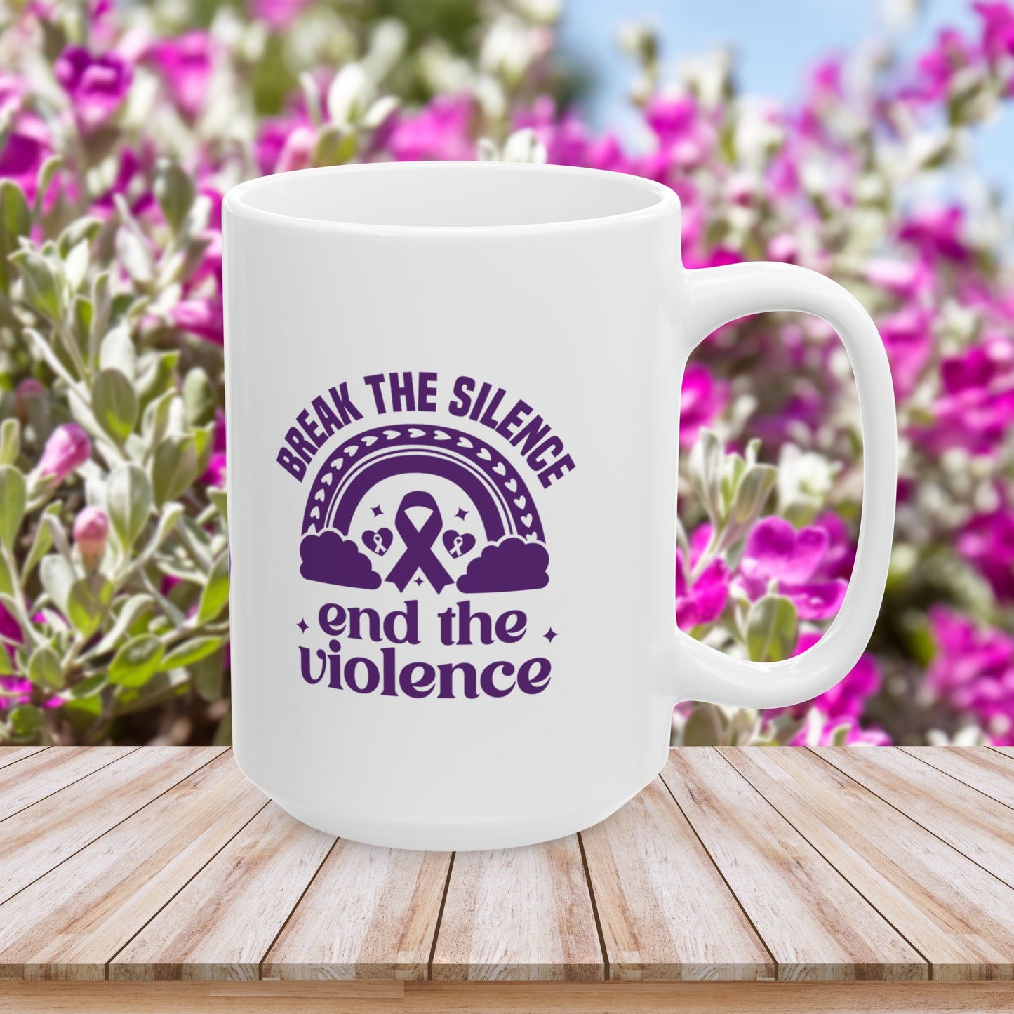 Break the Silence, End the Violence Ceramic Mug - Domestic Violence Awareness
