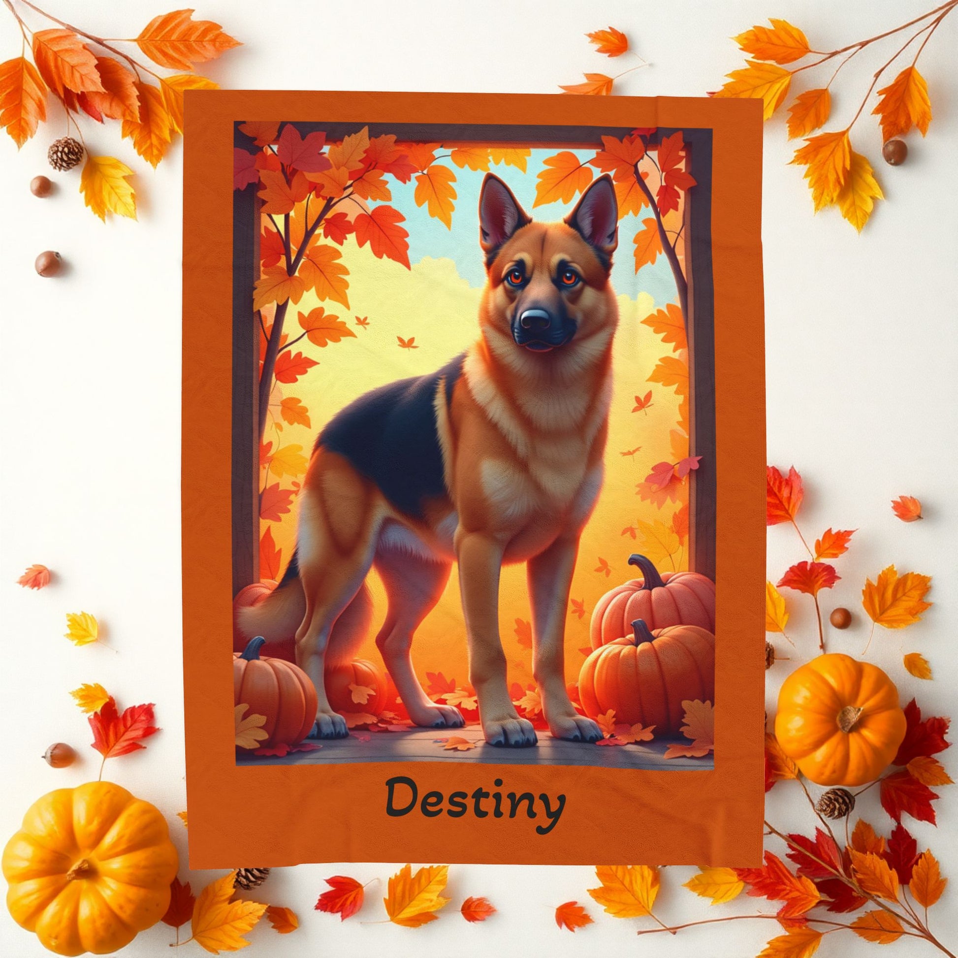 German Shepherd Black & Tan Coat Velveteen Blanket, Personalized Plush Dog Throw, GSD Fans Gift