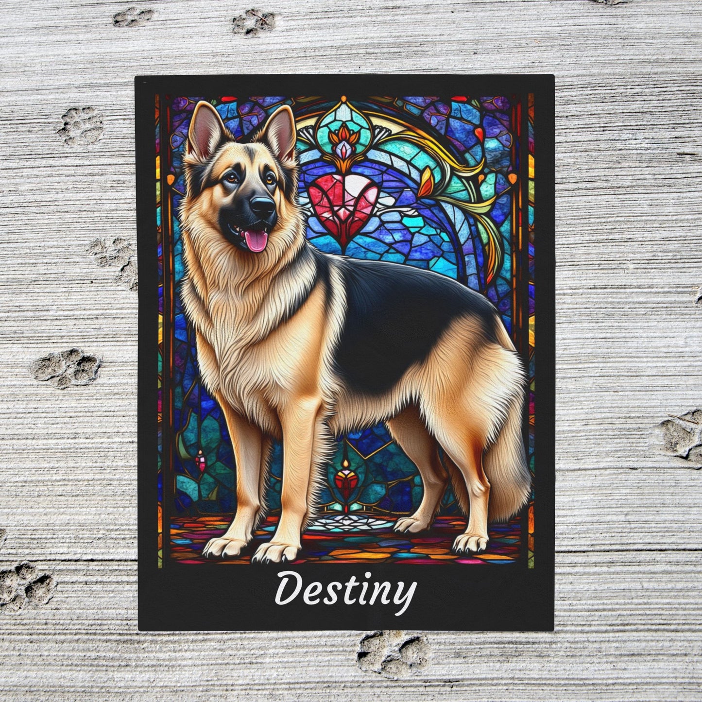 German Shepherd Black & Cream Coat Blanket, Custom Dog Art Throw, Personalized Pet Lover Gift