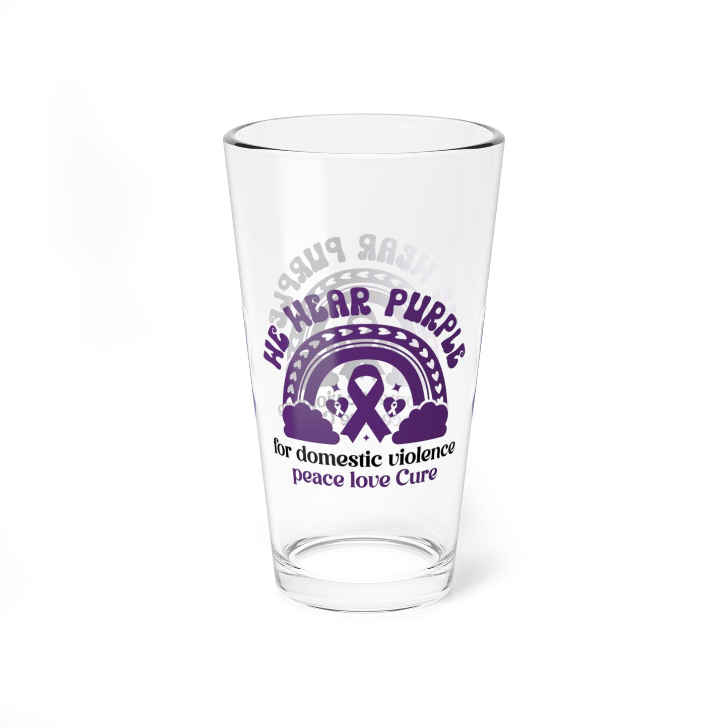 We Wear Purple DV Awareness pint glass to support survivors and raise awareness
