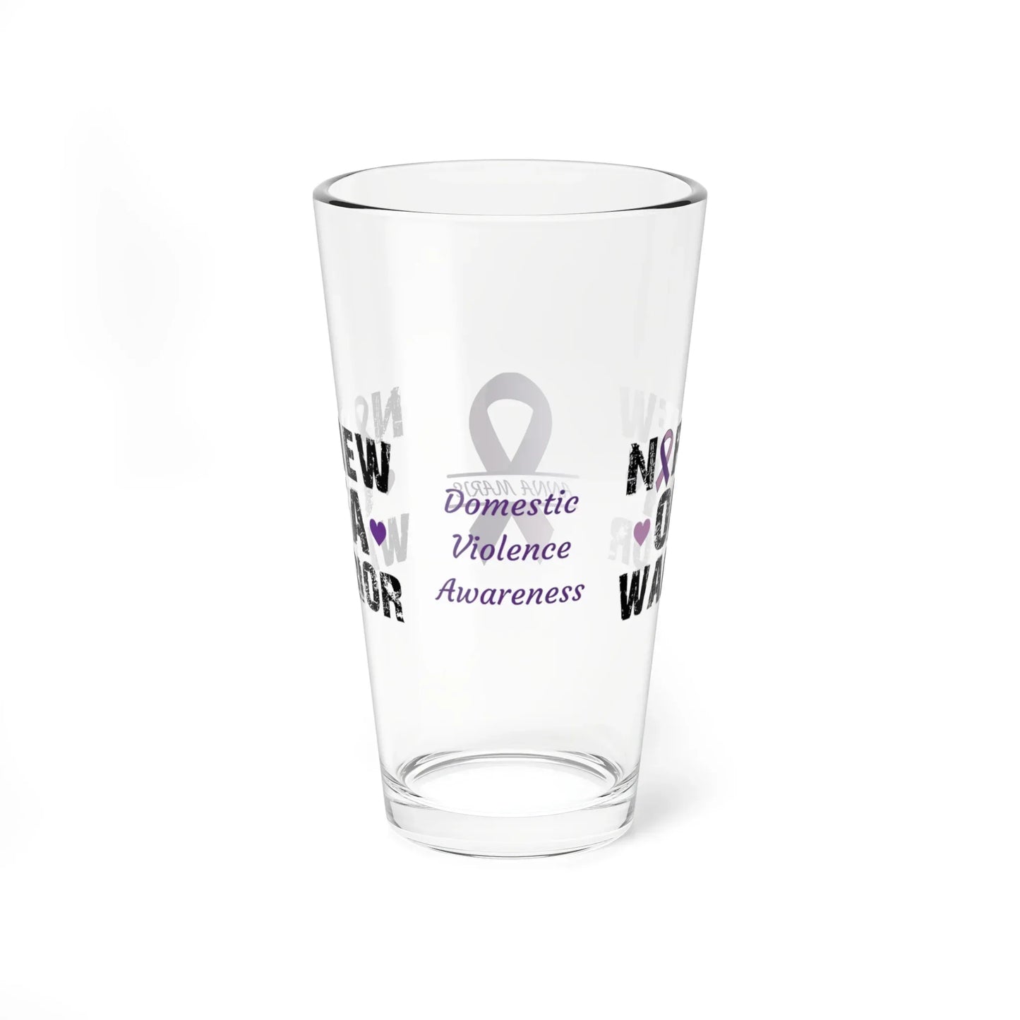 Shop our premium nephew of a warrior domestic violence awareness pint glass 16oz from MySisterIsASurvivor.