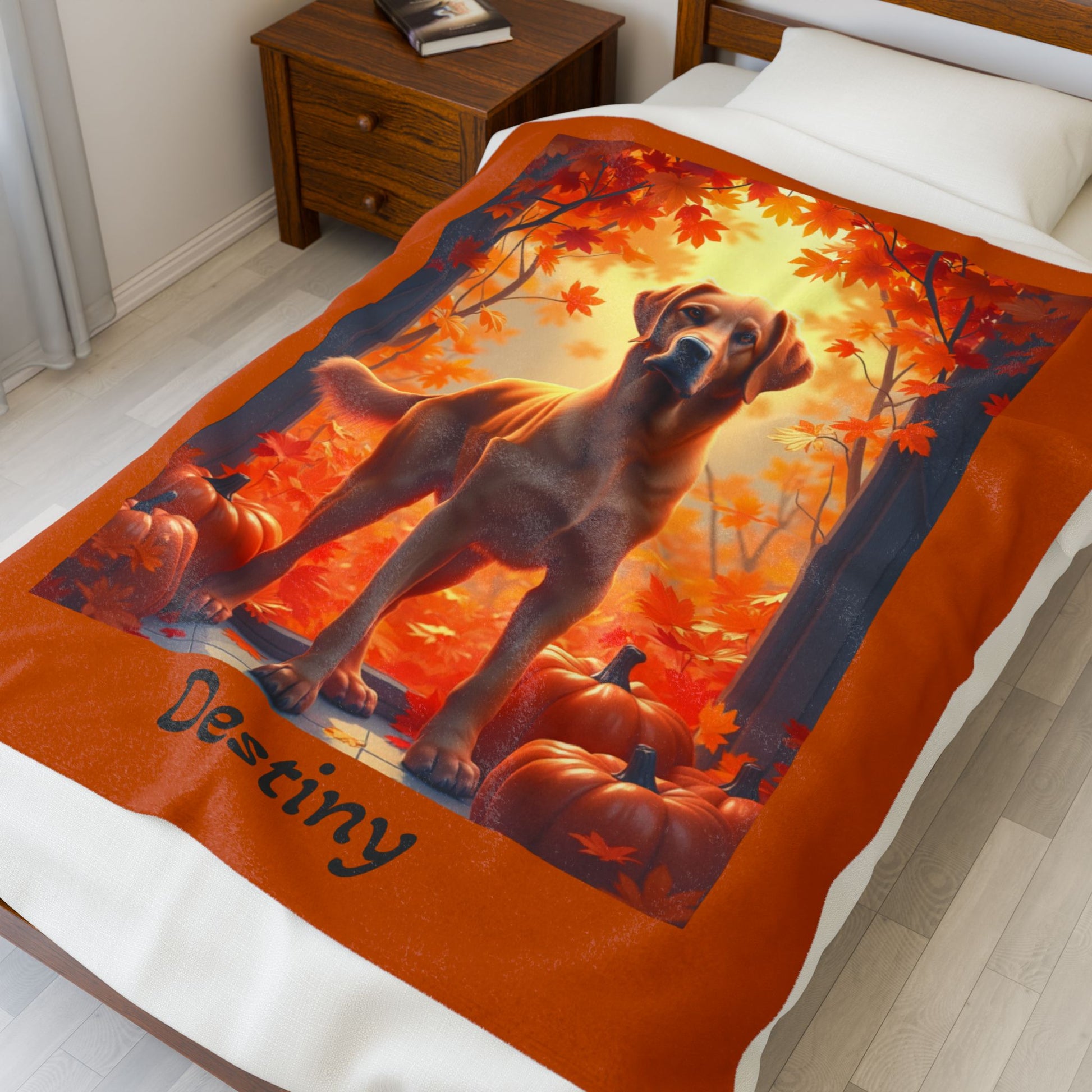 Labrador Retriever Fox Red Coat Velveteen Plush Blanket, Custom Dog Throw for Lab Fans