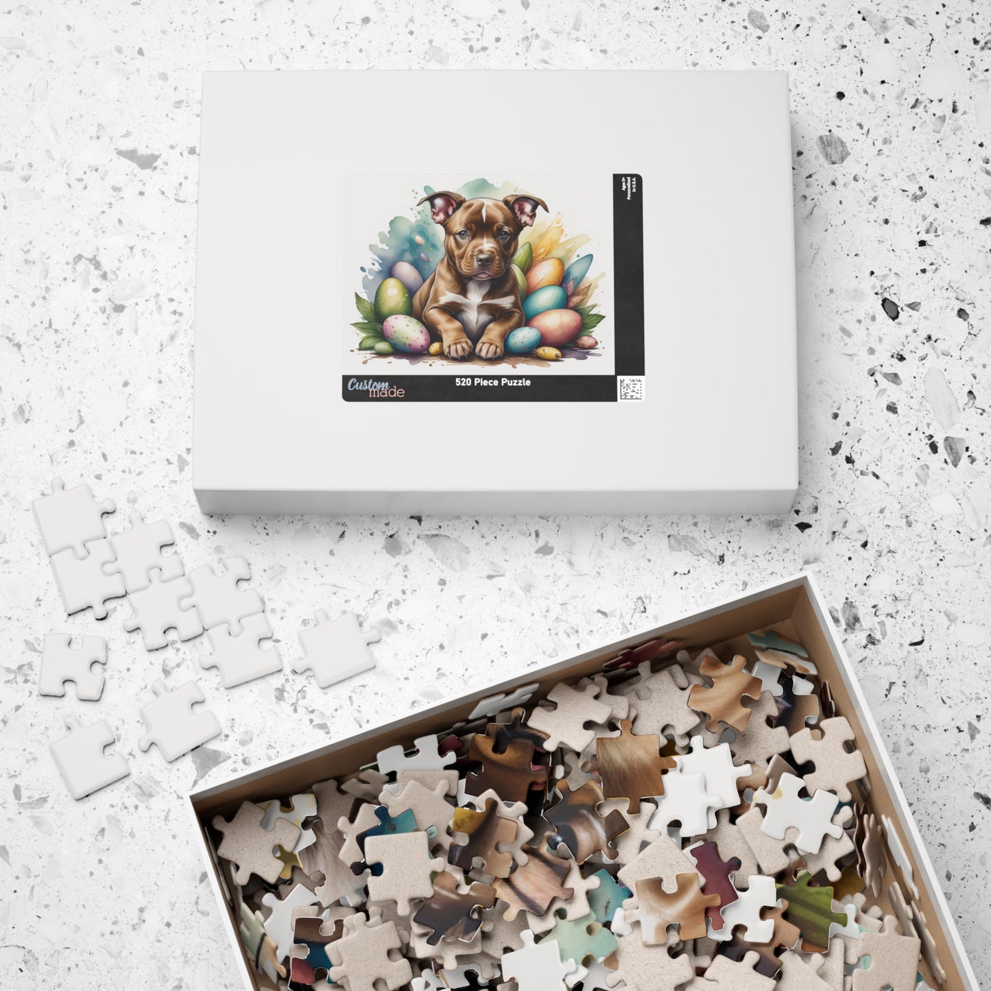 Pitbull (Brown) Easter Puppy Puzzle - Dog Lovers, Mental Health Benefits, Holiday Fun, Mindfulness, Stress Relief, Festive Gift