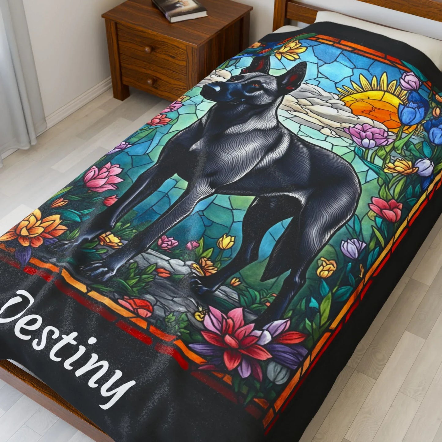Shop our premium belgian malinois gray personalized velveteen plush blanket from MySisterIsASurvivor.