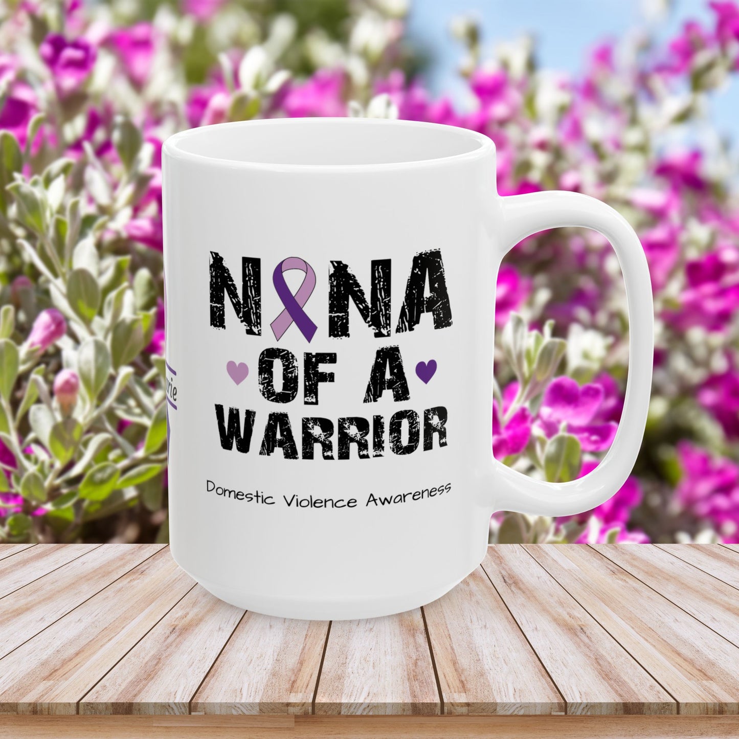 Nana of a Warrior mug - custom domestic violence awareness gift with heartwarming design