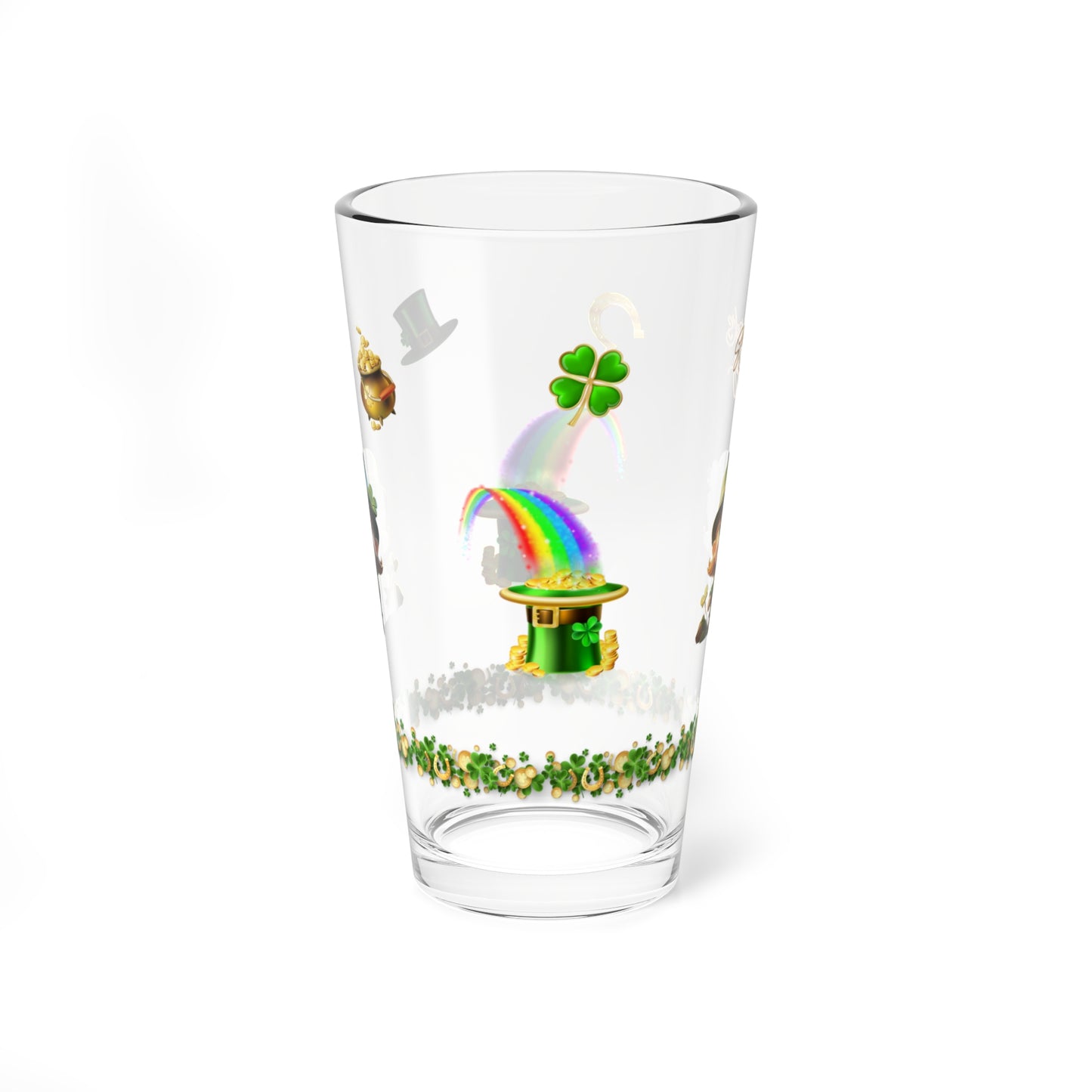 Leprechaun Mischief Logic: Mindful St. Patrick's Day 16oz Pint Glasses - Festive Design for Positivity & Wellness