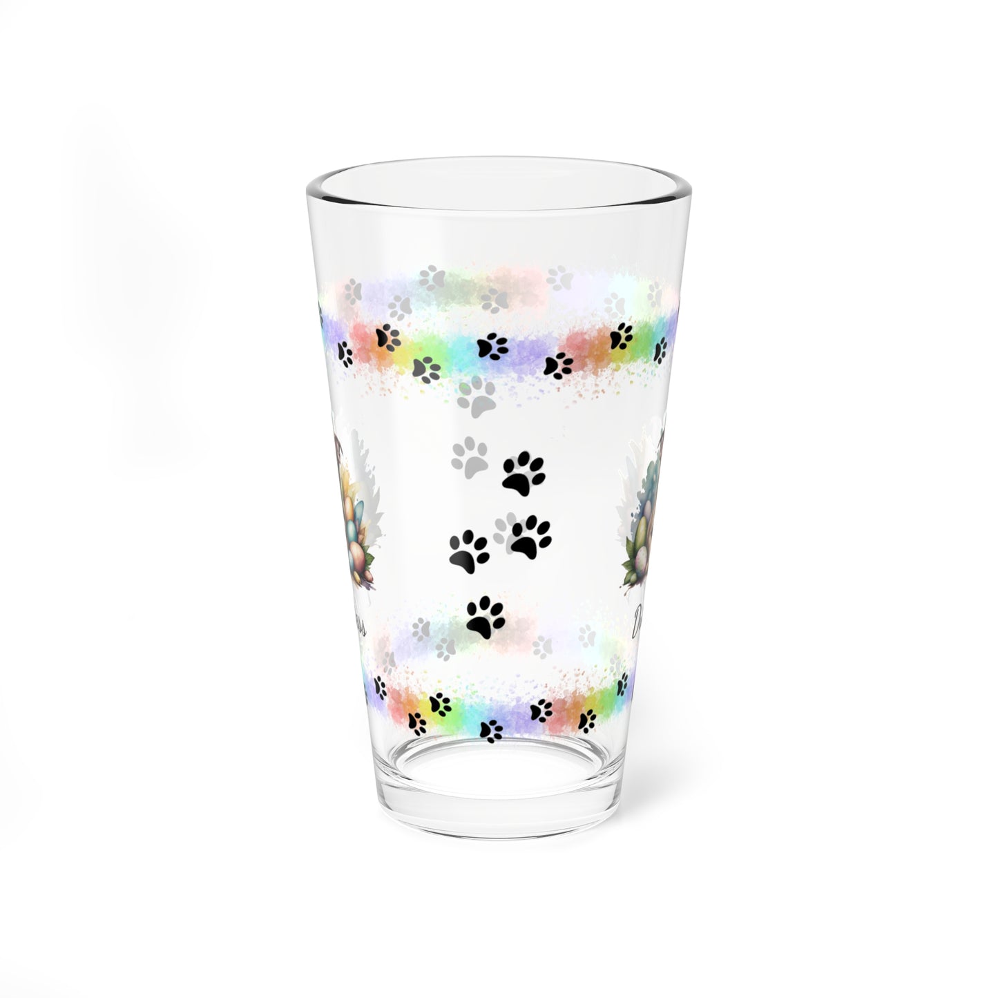 Pitbull (Brown) Personalized Easter Puppy 16oz Pint Glass - Custom Dog Design, Mental Health Gift, Easter Décor, and Festive Celebrations