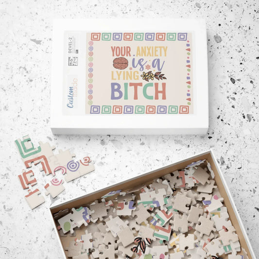 Shop our your anxiety is a lying bitch mental health puzzle featuring the 252 pcs (Horizontal) style option from MySisterIsASurvivor.