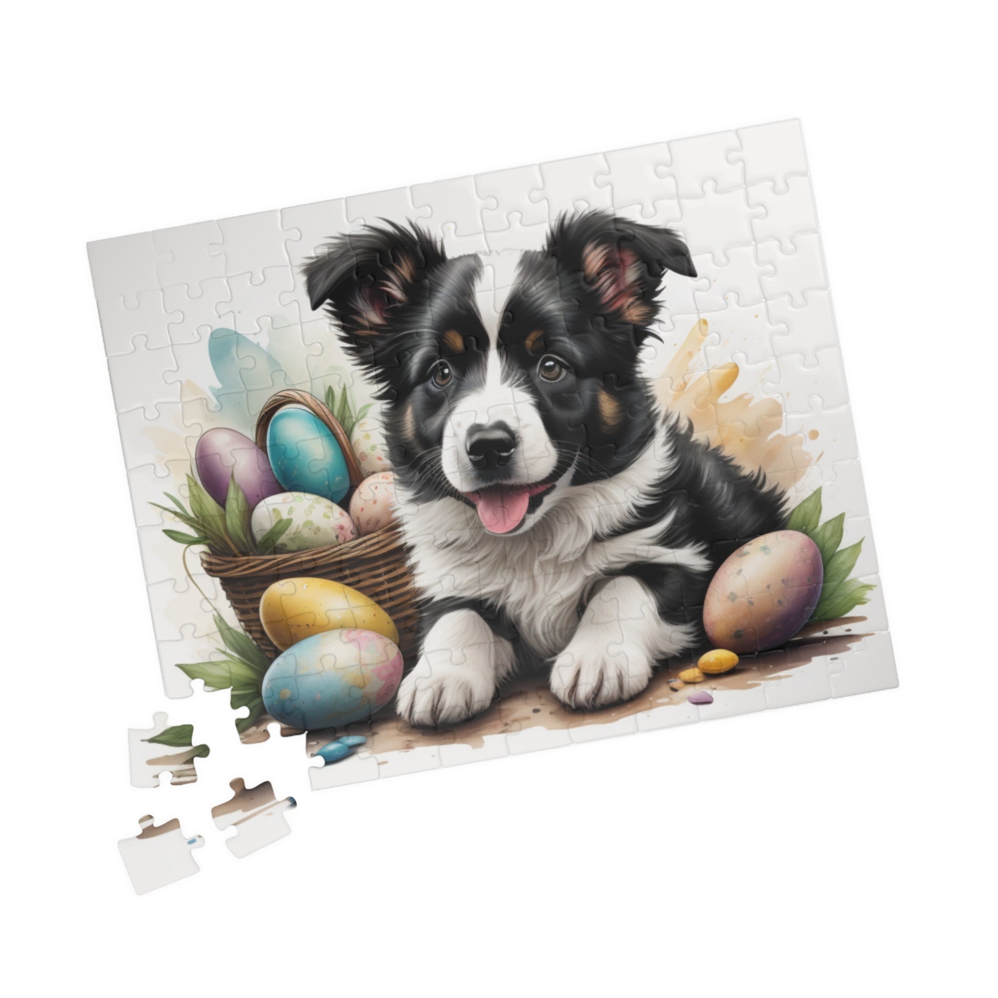Border Collie (Black & White) Easter Puppy Puzzle - Dog Lovers, Mental Health Benefits, Holiday Fun, Mindfulness, Stress Relief, Festive Gift