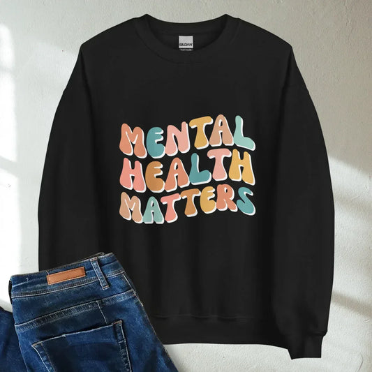 Mental Health Matters Retro Mental Health Awareness Crew Neck Sweatshirt - Cozy & Inspirational