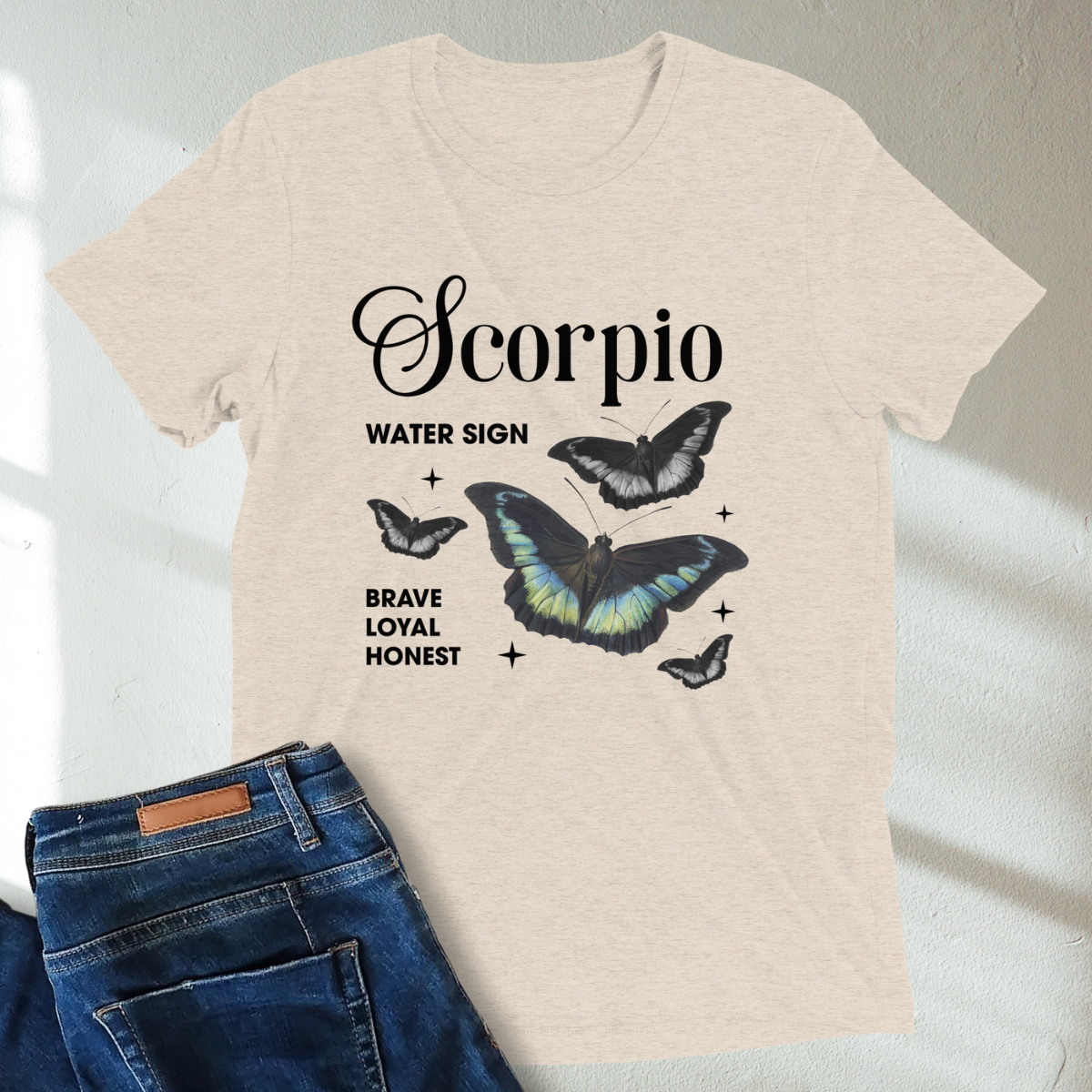 Scorpio Butterfly Zodiac Unisex T-Shirt : Soft Tri-Blend Unisex Astrology Shirt | Celestial Horoscope Tee