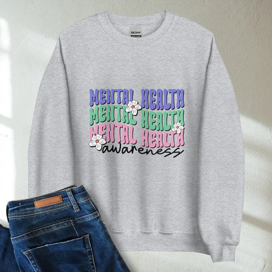 Mental Health Awareness Retro Mental Health Awareness Crew Neck Sweatshirt - Cozy & Inspirational
