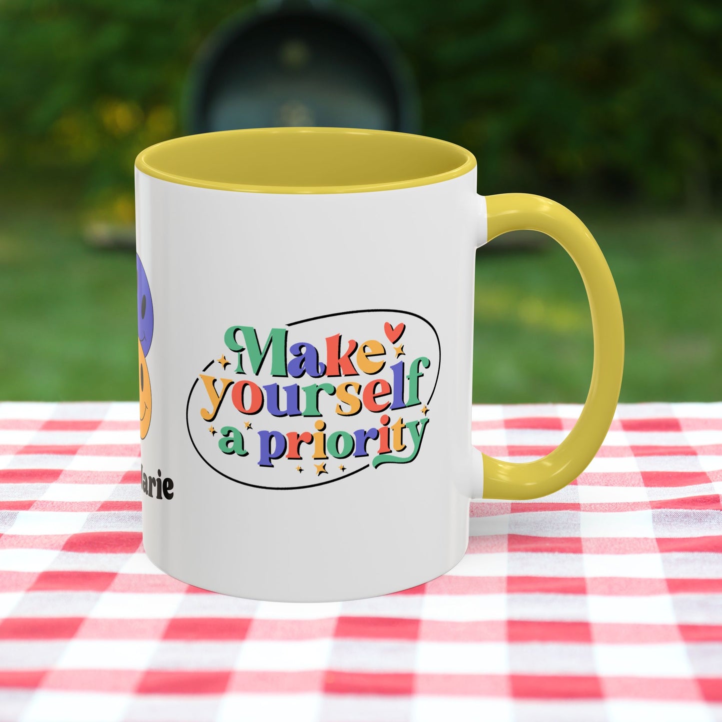 Make Yourself a Priority - Personalized Retro Self-Care Affirmation Mug for Mental Health Wellness