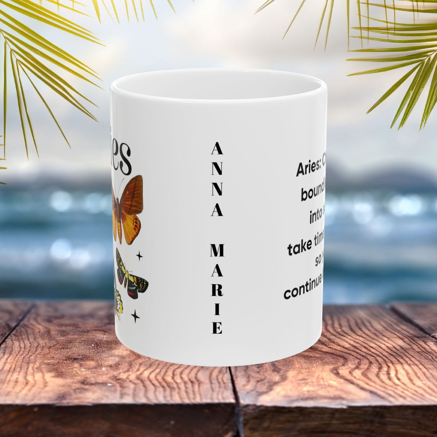 Aries zodiac mug, custom horoscope coffee cup, astrology birthday gift for Aries star sign fans