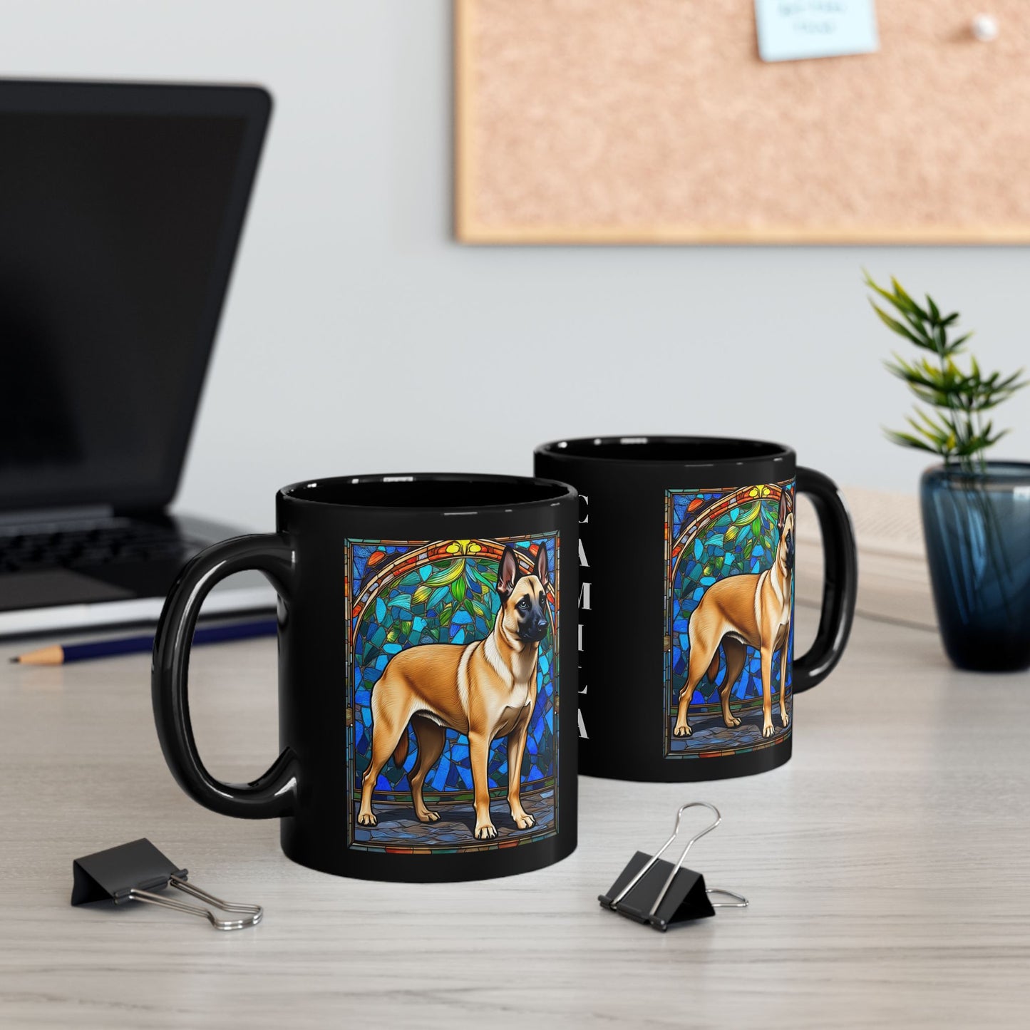 Cream sable Belgian Malinois personalized name mug gift
