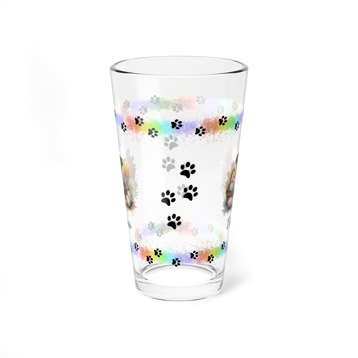 Border Collie (Brown & White) Personalized Easter Puppy 16oz Pint Glass - Custom Dog Design, Mental Health Gift, Easter Décor, and Festive Celebrations