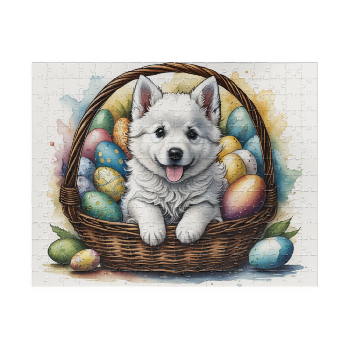 American Eskimo Easter Puppy Puzzle - Dog Lovers, Mental Health Benefits, Holiday Fun, Mindfulness, Stress Relief, Festive Gift