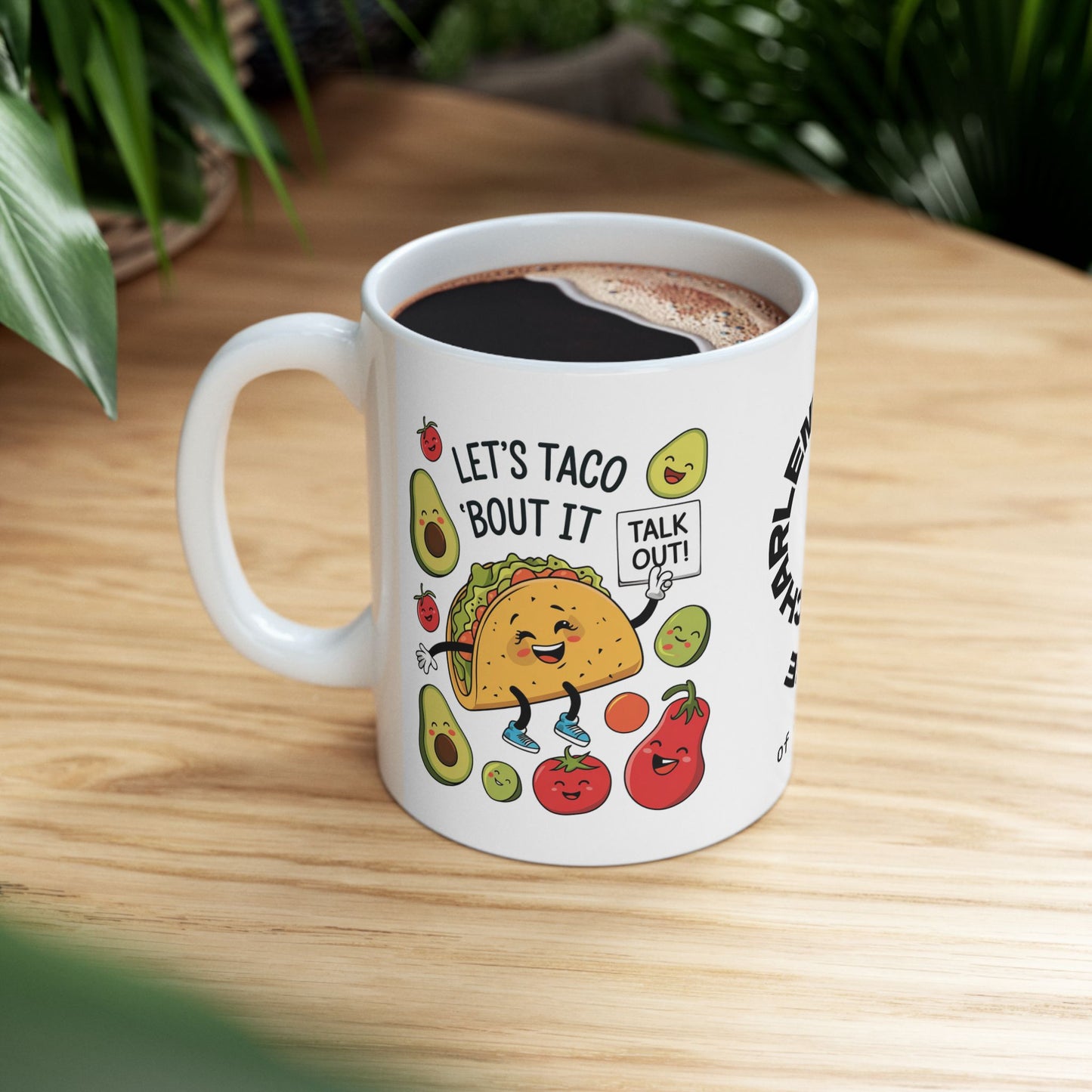 Let's Taco 'Bout It Funny Mental Health Mug, Stylish Ceramic Coffee Cup, Positive Affirmation Gift, Anxiety Relief, Self-Care Mug, Therapist Office Décor