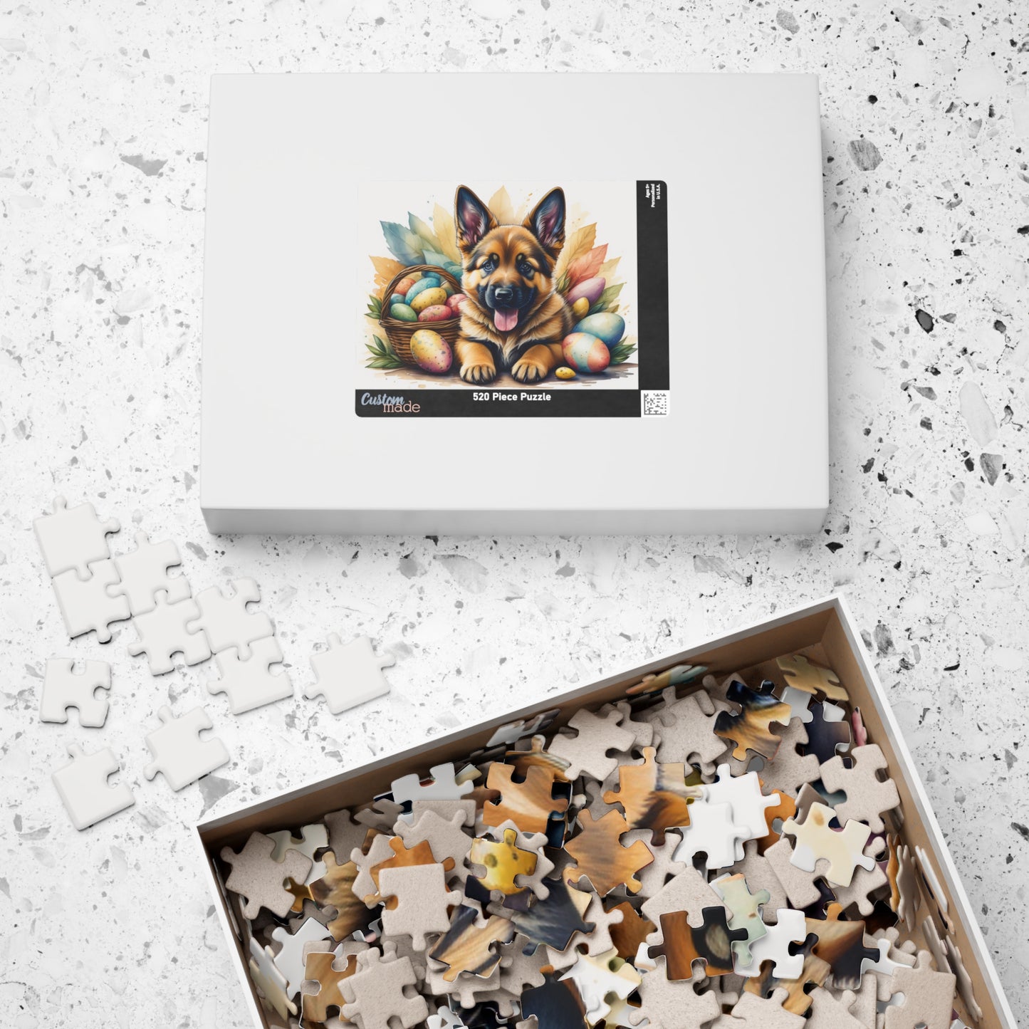 German Shepherd (Saddle) Easter Puppy Puzzle - Dog Lovers, Mental Health Benefits, Holiday Fun, Mindfulness, Stress Relief, Festive Gift